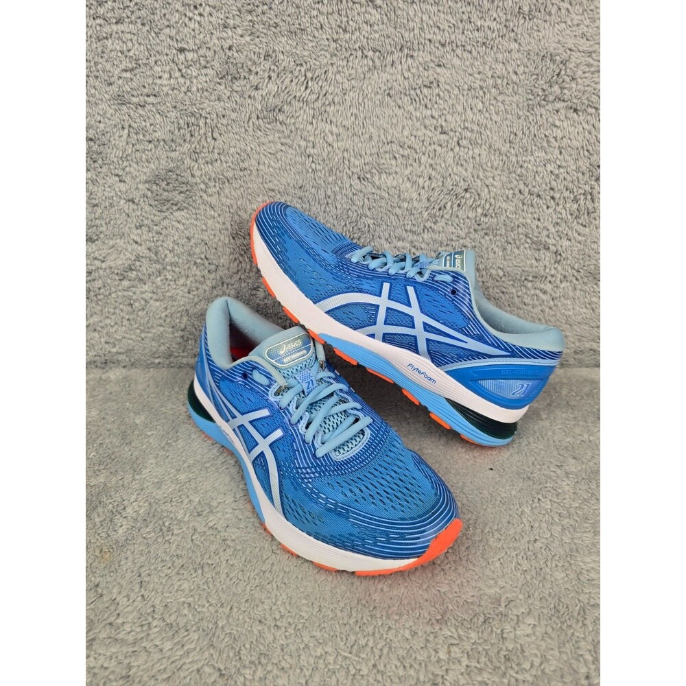 Asics Gel-Nimbus 21 Womens Size 9 Blue White Athletic Running Shoes Sneakers